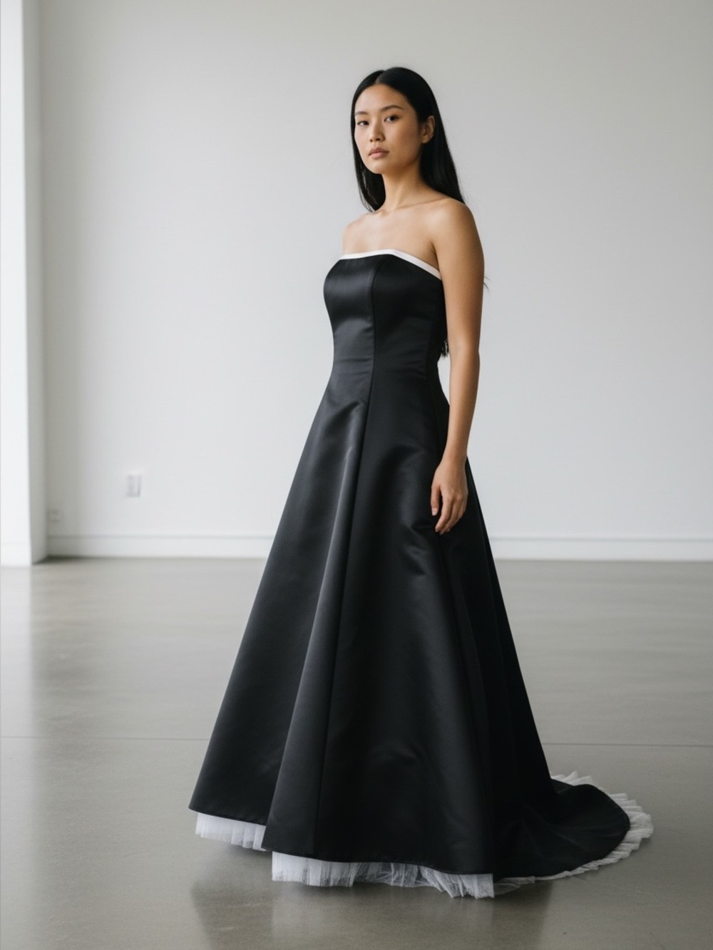 Gunne Sax Jessica McClintock 90s Women’s 6 Black Satin Strapless Dress Pink Bow